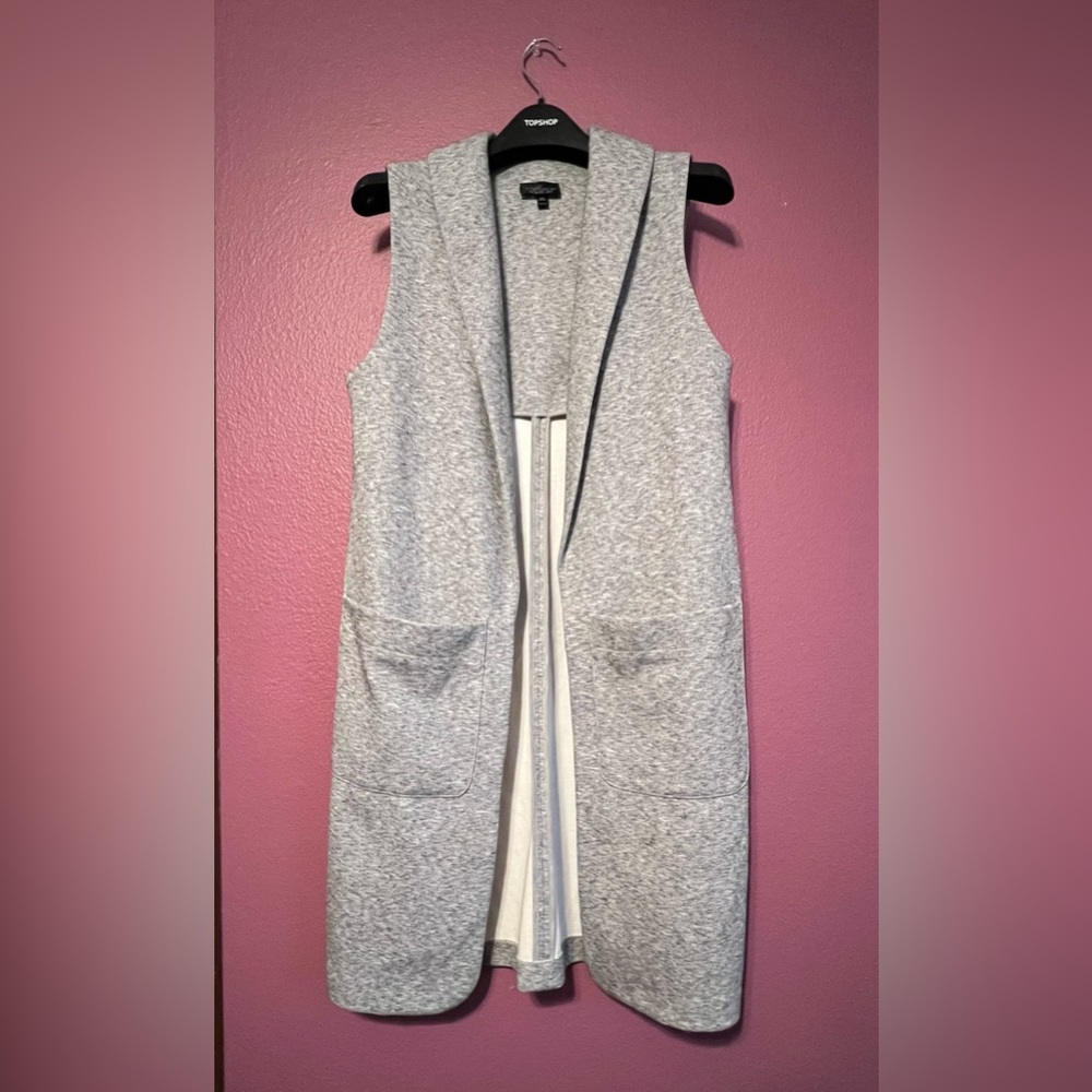 Topshop | Sleeveless Vest Duster Trench Grey